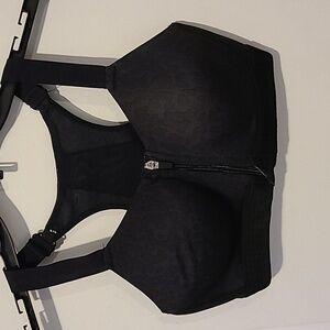 Layer 8 Black Leopard Print Zipper Front Sports Bra